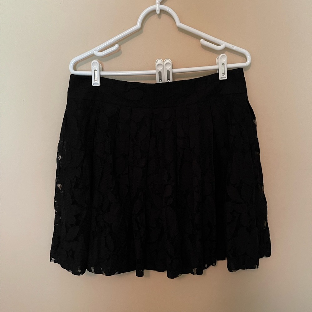 Black Loft Lace Overlay Mini Skirt